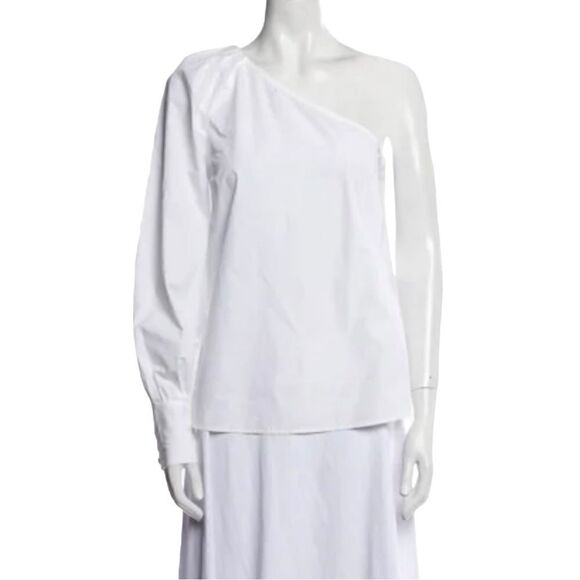 Derek Lam Collective White Elodie One Shoulder Blouse Size Small - Picture 3 of 8